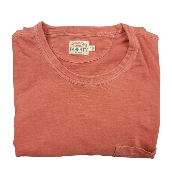 Faherty Mens S T-Shirt Puerto Rico Flag Pocket‎ Tee Red Luxury Soft Cotton - Picture 3 of 9